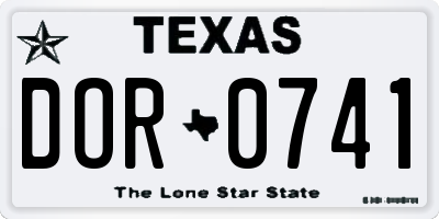TX license plate DOR0741