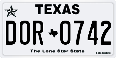TX license plate DOR0742