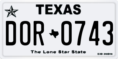 TX license plate DOR0743