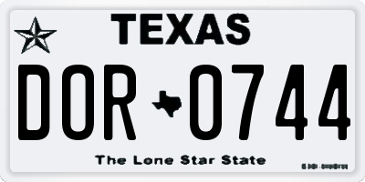 TX license plate DOR0744