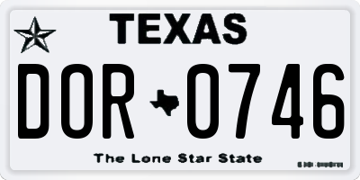 TX license plate DOR0746