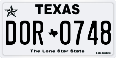 TX license plate DOR0748