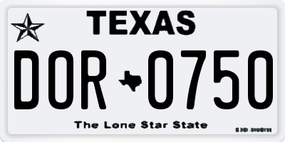 TX license plate DOR0750