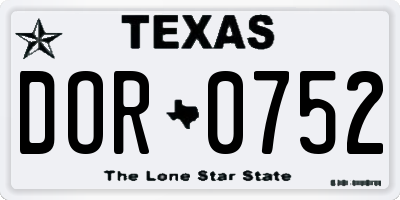 TX license plate DOR0752