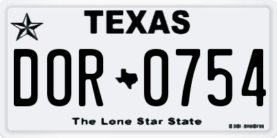 TX license plate DOR0754