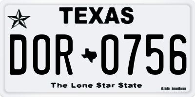 TX license plate DOR0756
