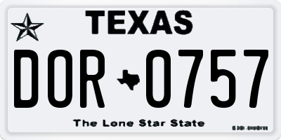 TX license plate DOR0757