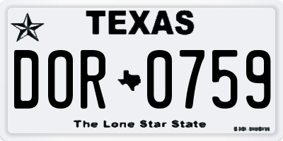TX license plate DOR0759
