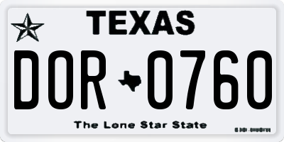 TX license plate DOR0760