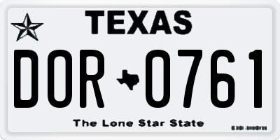 TX license plate DOR0761