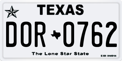 TX license plate DOR0762