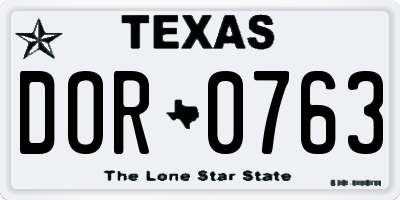TX license plate DOR0763