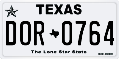 TX license plate DOR0764