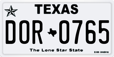 TX license plate DOR0765