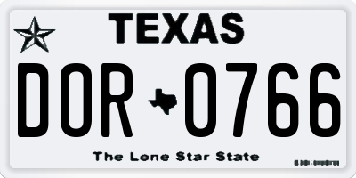 TX license plate DOR0766