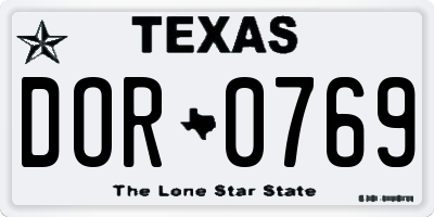 TX license plate DOR0769