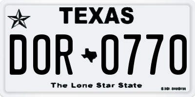 TX license plate DOR0770