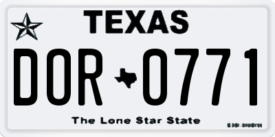 TX license plate DOR0771