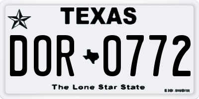 TX license plate DOR0772