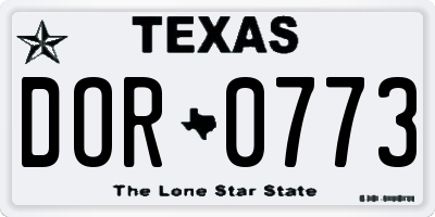 TX license plate DOR0773