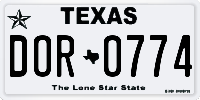 TX license plate DOR0774