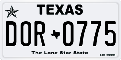 TX license plate DOR0775