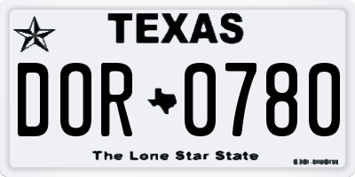 TX license plate DOR0780