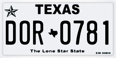 TX license plate DOR0781