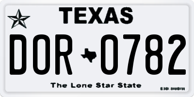 TX license plate DOR0782