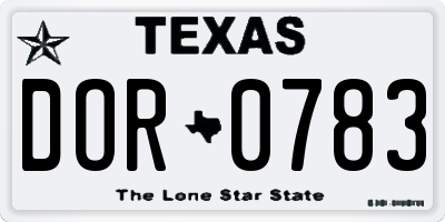 TX license plate DOR0783