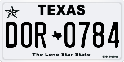 TX license plate DOR0784