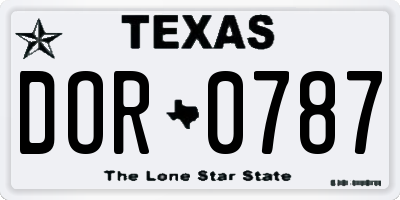 TX license plate DOR0787