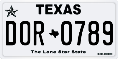 TX license plate DOR0789