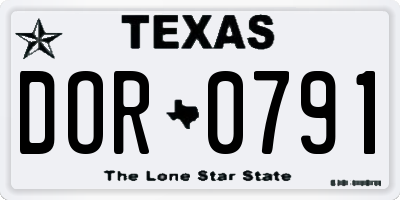 TX license plate DOR0791