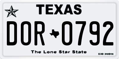 TX license plate DOR0792