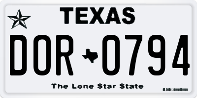 TX license plate DOR0794