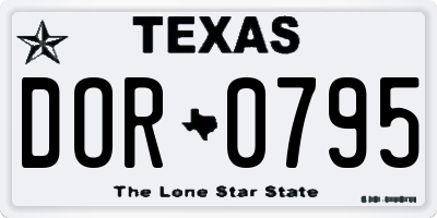 TX license plate DOR0795