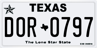 TX license plate DOR0797