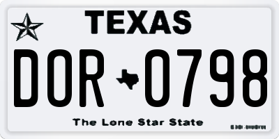 TX license plate DOR0798