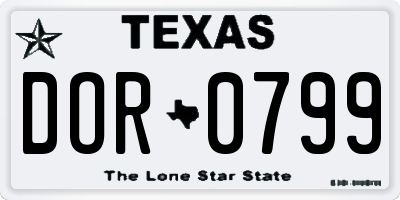 TX license plate DOR0799