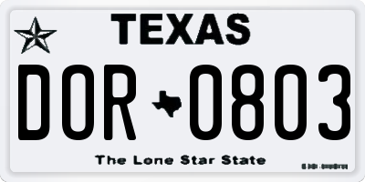 TX license plate DOR0803
