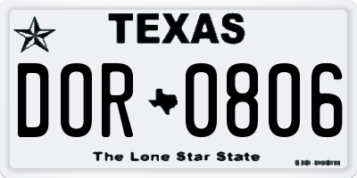 TX license plate DOR0806