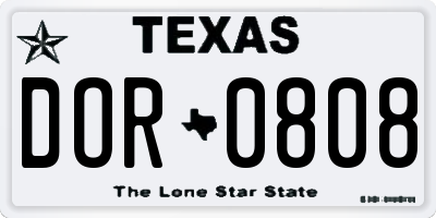 TX license plate DOR0808