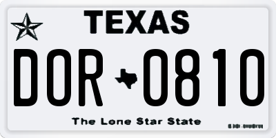 TX license plate DOR0810