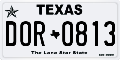 TX license plate DOR0813