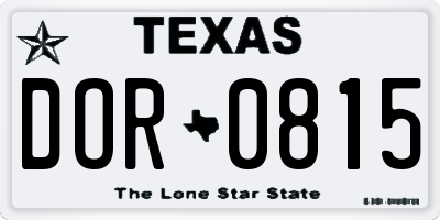 TX license plate DOR0815