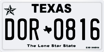 TX license plate DOR0816