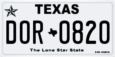 TX license plate DOR0820