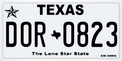 TX license plate DOR0823