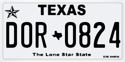 TX license plate DOR0824